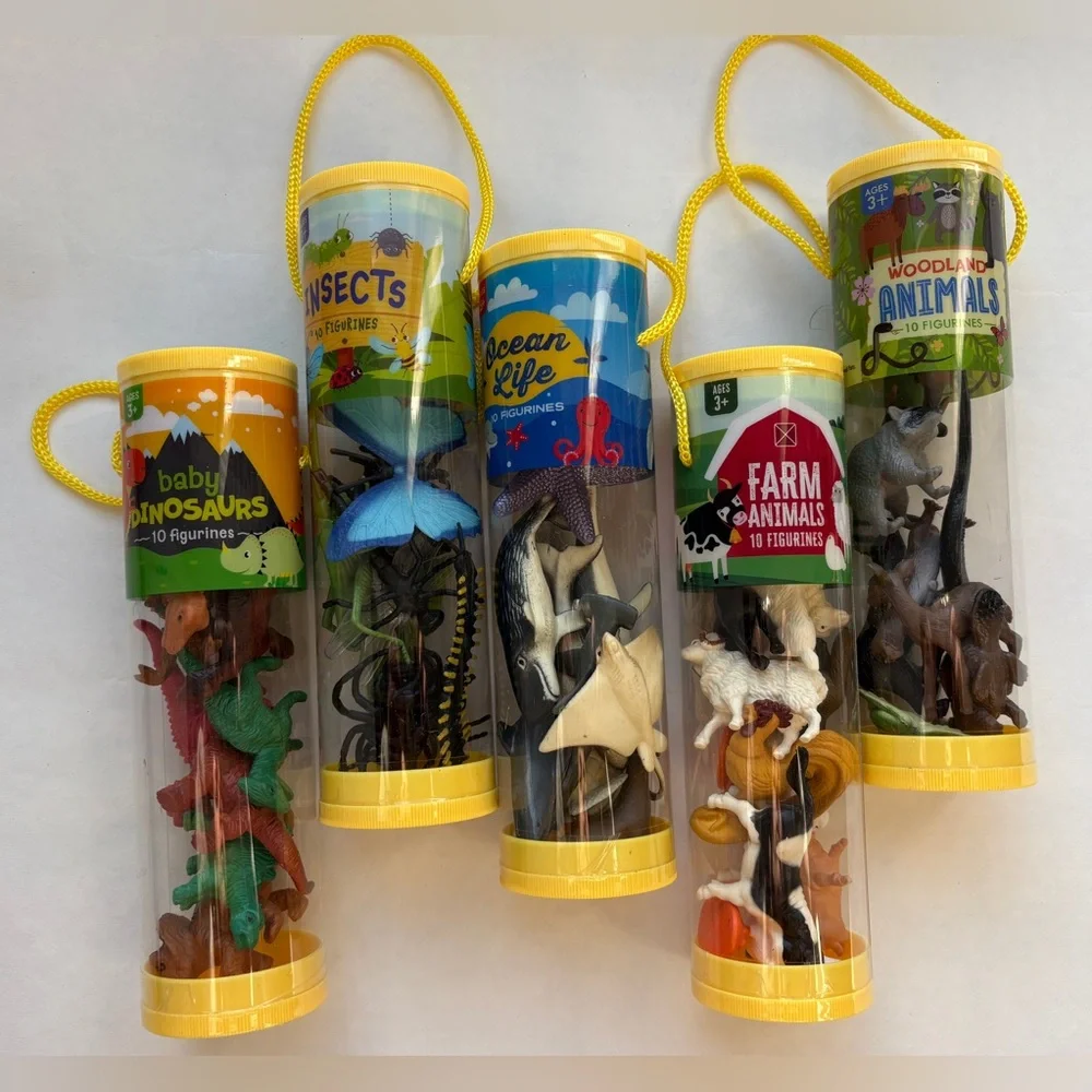 5 pack of Assorted Animal Figurine Tubes